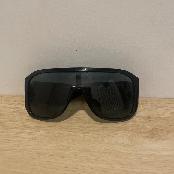 Chanel Large Black Classic CC Logo Shield Sunglasses With Black Crystal Details - Picture 1 of 5